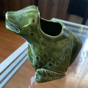 Green Frog-Shaped Ceramic Pitcher